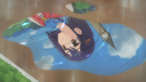Flip Flappers / Episode 5 / Cocona's reflection in a puddle
